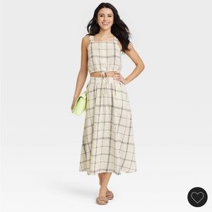 Windowpane A-Line Skirt